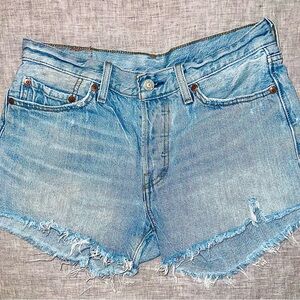 Levis 501 denim cutoff shorts.  Button Fly.